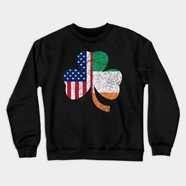 St. Patrick's Day Irish American Flag Shamrock Crewneck Sweatshirt by nakos